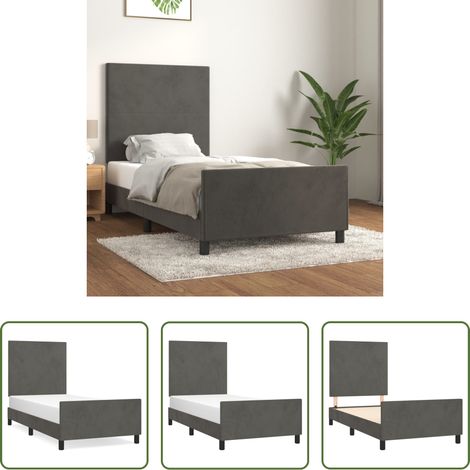 Kopfteil - Bettgestell ohne Matratze Dunkelgrau 90x200 cm Samt (1/5)