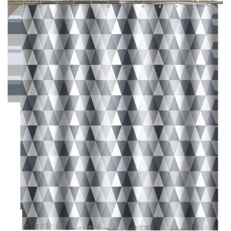 Duschvorhang, 180 x 180 cm, maschinenwaschbarer Polyester-Duschvorhang mit beschwertem Saum und 12 Haken, Badewannenvorhang für Badezimmer, Dreiecksmuster