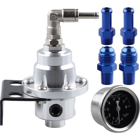 Adjustable fuel pressure regulator, fuel turbocharger, universal pressure regulator with pressure gauge (1/5)