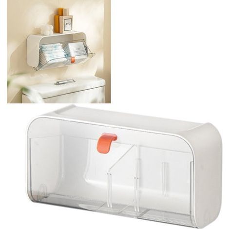 Weiße, staubdichte Aufbewahrungsbox, Tamponhalter fürs Badezimmer, 22 × 9,3 × 11,3 cm (1/5)