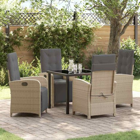 Ensemble de salle à manger pour jardin 5 pcs-Salon de jardin Beige polyrotin 792538 (1/5)