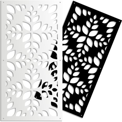 LEAVES - Panneau ajouré en PVC - Brise-soleil - Dimension : 50x150 cm - Couleur : noir