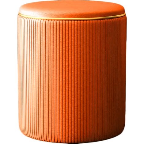 Pouf Contenitore Ecopelle Arancione Decoro Oro Poggiapiedi Seduta Comoda 35x45cm (1/5)