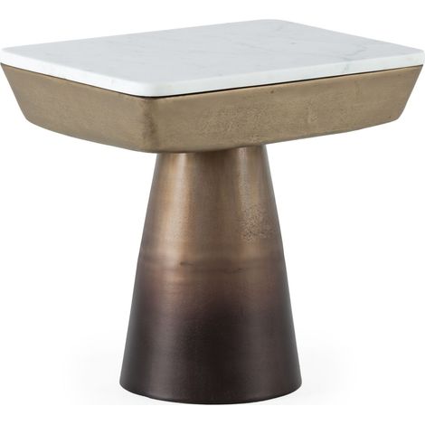 Beistelltisch 45X33X42 Antikes goldenes Metall/weißer Marmor (1/3)