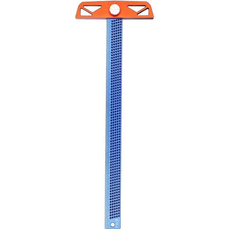 T-förmiges Lineal aus Aluminiumlegierung, 2 Rückwände, 2 nutzbare Längen, blau, verstellbar, flexibel, Markierungen (1/4)