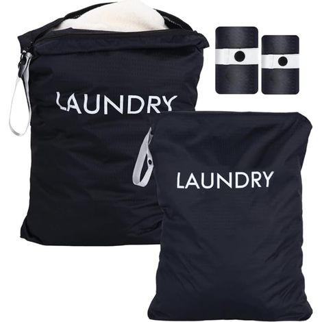 Sac a Linge Sale, Sacoche à Linge Pliable, Portable Sac Linge Sale Voyage, Laundry Bag Wet Dry Bag Fitness, Natation, Camping Hôtel, Dortoir (Noir) (1/5)