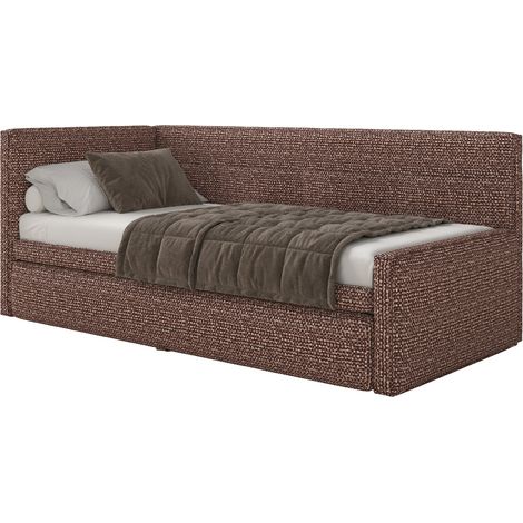 Selsey Nesmi - Polsterbett mit Bettkasten, Webstoff Braun, 90x200 cm (1/5)