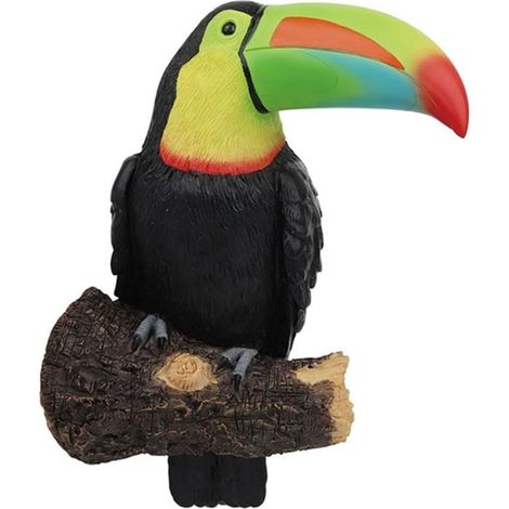1 statue toucan décoration jardin résine 29x18,5x11 cm résistante intempéries motif coloré extérieur terrasse balcon (1/5)