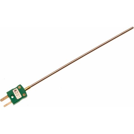 Thermocouple type K Ø 2mm, L 150mm, +1100°C max à Fiche mâle miniature ( Prix pour 1 )