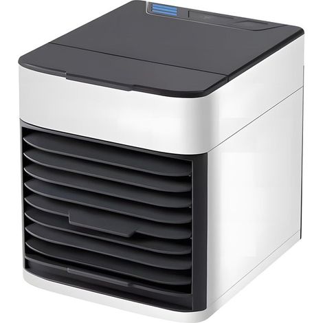 Mini raffrescatore d'aria，Raffrescatore d'aria USB con umidificatore，Serbatoio dell'acqua da 375 ml，3 velocità，per scrivania e camera da letto (1/5)