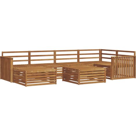 Outdoor Sofa Set 7 pcs Natural Solid Acacia Wood vidaXL (1/5)