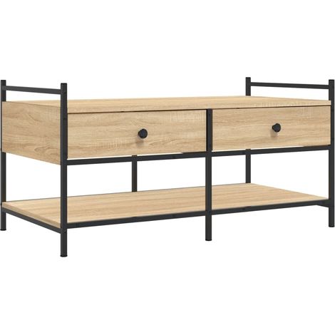 Tavolino da caffè con cassetti design industriale moderno 99 x 50 x 50 cm in legno ingegnerizzato e metallo DEC039080