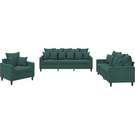 Maison Exclusive - Set di Divani 3 pz con Cuscini Verde scuro in Velluto