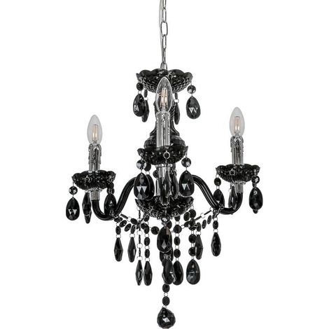 Suspension chandelier noire cristal 3xE14 40W Italux (1/5)