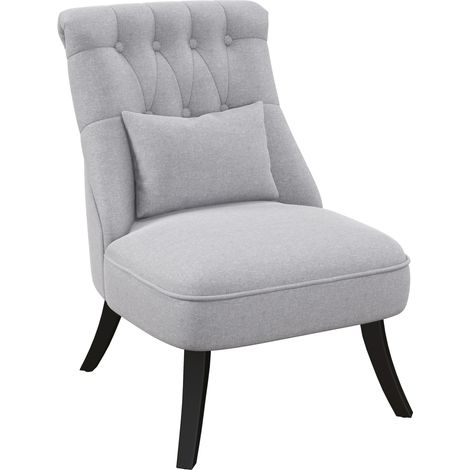 Poltrona relax imbottita in lino grigio con cuscino schienale 52,5 x 69 x 77 cm (1/5)
