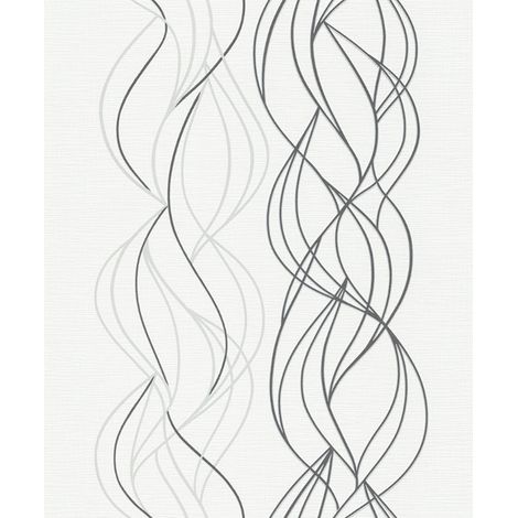 BRICOFLOR Papier Peint blanc et gris foncé Tapisserie intissée pour salon, cuisine & plus Papier Peint graphique moderne pour chambre (1/4)