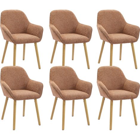 Goeurvant Sillas de comedor Naranja de Chenilla, con reposabrazos, patas de madera y acolchado grueso - Set de 6 (1/5)