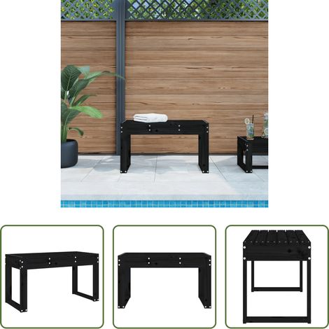Holzbank - Gartenbank Schwarz 80x38x45 cm Massivholz Kiefer (1/5)