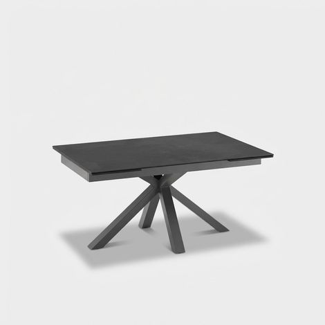 Mesa extensible de diseño en cerámica y vidrio templado Guernica - Gris Oscuro