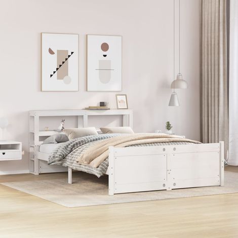 Bed Frame with Headboard without Mattress White 120x200 cm vidaXL (1/5)