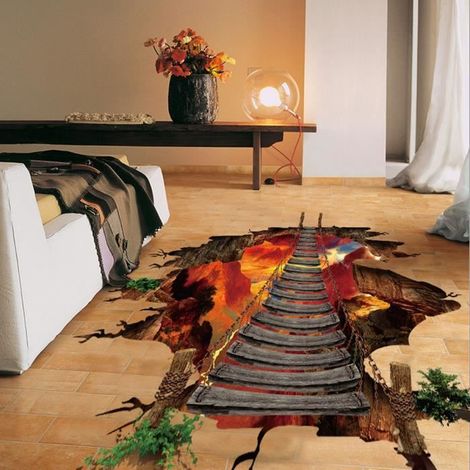 Mur 3D Flaming sol Stickers muraux amovibles mural en vinyle Art Salon WTX707184821904 Multicolore (1/4)
