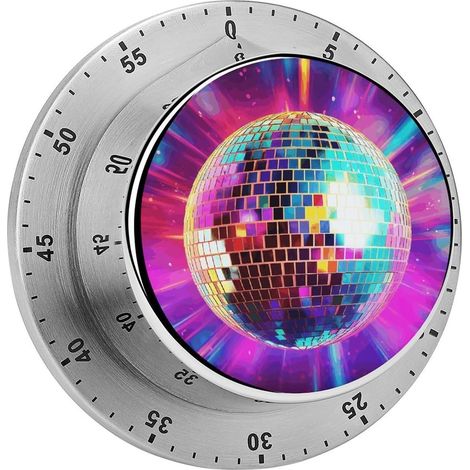 Minuteur boule disco spatiale exquis, magnétique en acier (1/5)