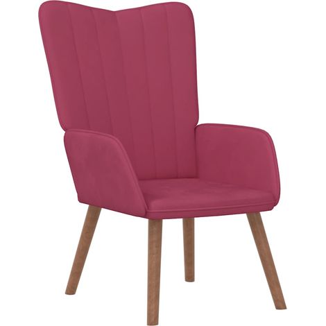 Vidaxl – Fauteuil relax velours rouge bordeaux – Mousse capitonnée pour confort optimal – Cadre en acier et pieds en bois – Design esthétique (1/5)