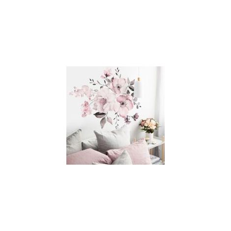 Rose blanche Aquarelle de Pivoines en Fleurs Autocollants de Mur de Mur Autocollants de décor à la maison (1/5)