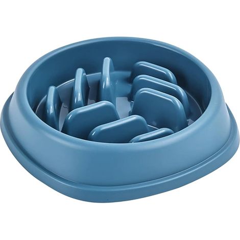 Gamelle lente pour chien/chat, grande capacité, stable et difficile à retourner (bleu) (1/5)