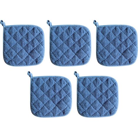 Lot de 5 maniques isolantes, gants de cuisine et dessous de plat - Bleu (1/5)