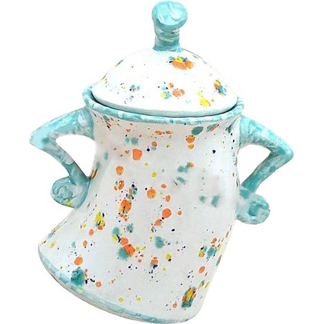 Bocal ludique avec attitude en résine artisanale, ornement tasse bureau pour rangement cuisine et décoration vacances, bleu ciel (1/4)