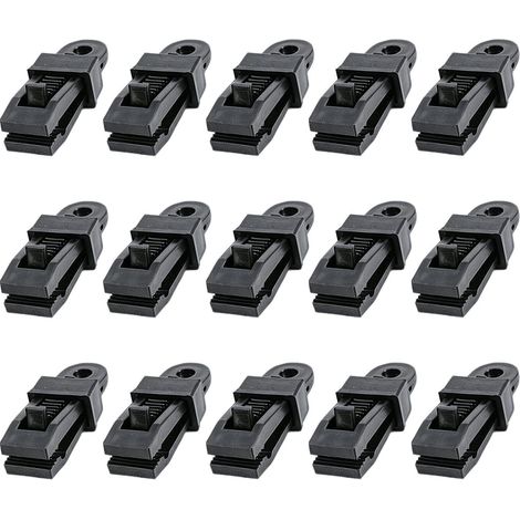 Lot de 15 Clips de bâche robustes – Pince de camping fixe multifonction  Clips de fixation de tente – Pour extérieur, voiture, bateau, bâches, piscine, toile pare- (1/5)