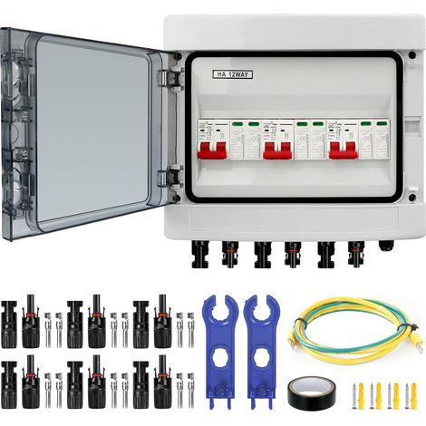 Boîtier de Couplage Solaire PV DC, Parasurtenseur 40A/1000V(3 in 3 out) IP65 Étanche Disjoncteur Solaire pour Panneaux Solaires (1/5)