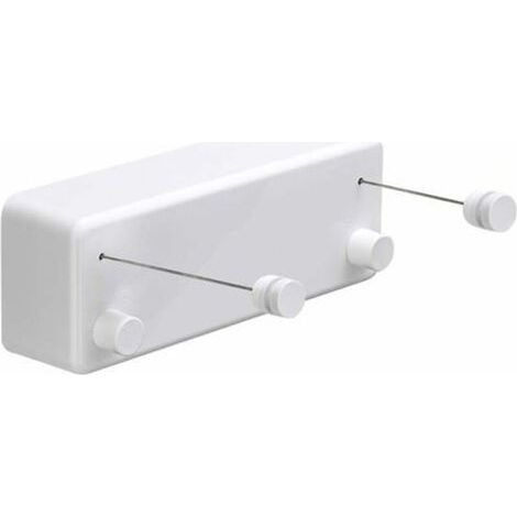 [JAMAIS UTILISÉ] Corde à linge rétractable ABS + Sèche-linge en aluminium avec double corde réglable en acier inoxydable style hôtel très résistant, méthode de fixation murale, 13,8 pieds, blanc (1/5)