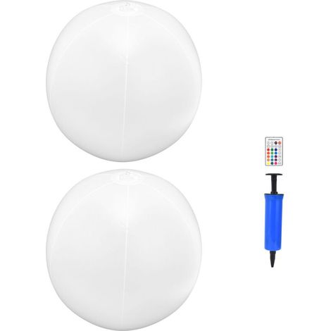 Juego de 2 esferas de luz LED solares con mando a distancia, 16 colores RGBW para uso exterior (1/4)