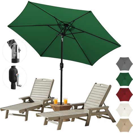 TolleTour Sonnenschirm 2,7 m Stecksystem – Mehrteiliger Balkonschirm für Garten & Terrasse, grün