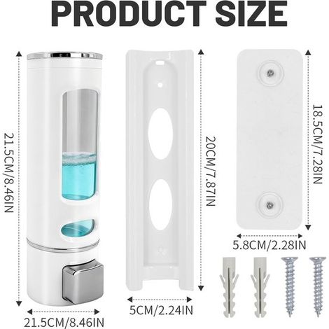 Wandseifenspender Weiß Einzelkammer Nachfüllbar Hängende Seifenpumpe Für Dusche und Badezimmer Modernes Design 400 ml (1/5)
