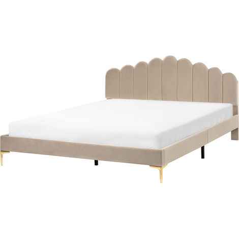 Bett mit Lattenrost Samtstoff SAUVIAN 180 x 200 cm Taupe