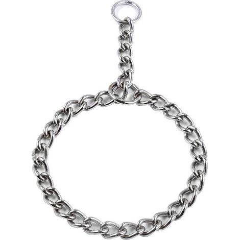 Collar de entrenamiento para perros, collar de estrangulamiento ajustable, cadena de metal de acero macizo tipo serpiente para mascotas, M-3mm×55cm, plateado (1/5)