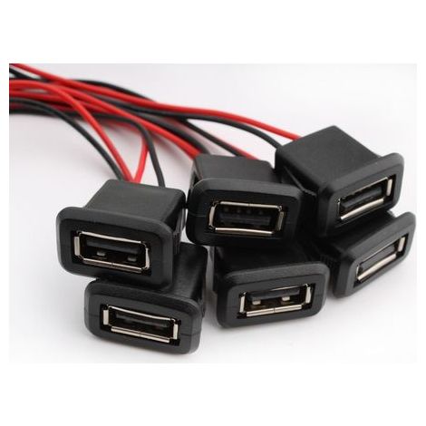 6PCS USB Type A souder connecteur, connecteur montage sur panneau USB Type A,2 fils câble de connecteur femelle USB A avec boucle à rainure à pression (1/5)