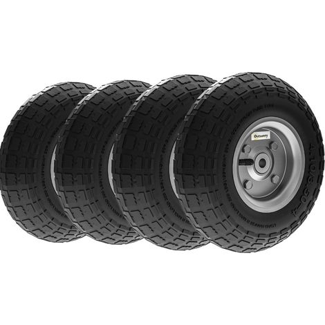 CHICFURN Ruote per carriola 25,5 cm set da 4 in gomma nera con cuscinetto a sfere (1/5)