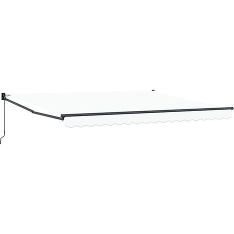 Store banne rétractable blanc, 400 x 300 cm, en polyester et aluminium. (1/5)