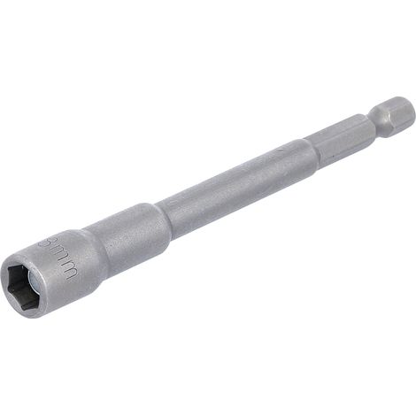 BGS Steckschlüssel-Einsatz Sechskant 2764, extra lang, für Bohrmaschinen, Antrieb Außensechskant 6,3 mm (1/4"), SW 8 mm