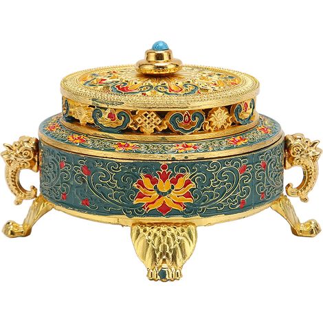 Handgefertigter, antiker Räuchergefäß-Deckel aus poliertem Messing zur Dekoration und Meditation, blaues Schlafzimmer, Räuchergefäß (1/5)