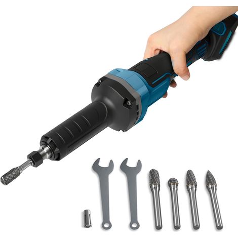 Meuleuse électrique sans fil compatible avec 18 V, meuleuse droite électrique sans balais avec 5 embouts de meulage à tige de 6 mm pour enlever la rouille, le meulage, le polissage (1/5)