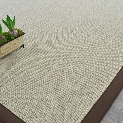 Tapis Sisal Quintana blanchi - Ganse polypropylène chocolat - 80 x 150 cm (1/3)
