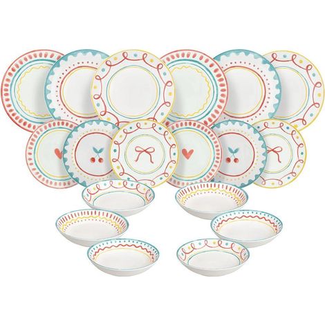TOGNANA Servizio Di Piatti Madison Cherry Pop 18 Pezzi
