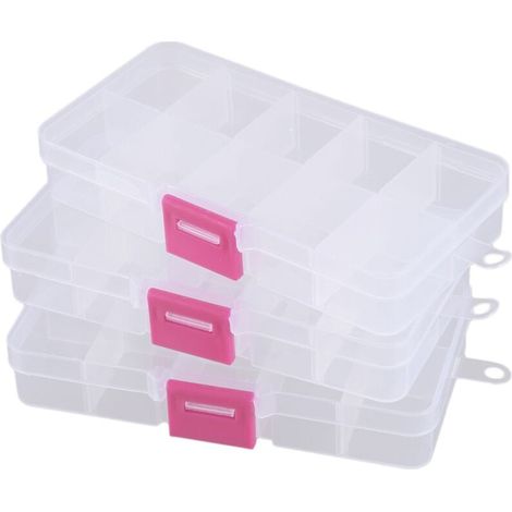 Scatola portaoggetti in plastica da 3 pezzi e 10 scomparti per componenti elettronici (1/4)