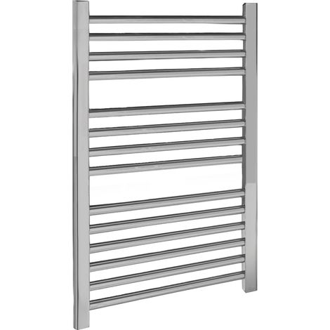 Heated Vertical Towel Rail with Straight Rails - 679 BTU - 700mm x 500mm - Chrome