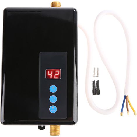 220V 5.5KW Mini Instant Electric Water Heater Tankless Shower Hot Water System Kitchen Black (1/5)